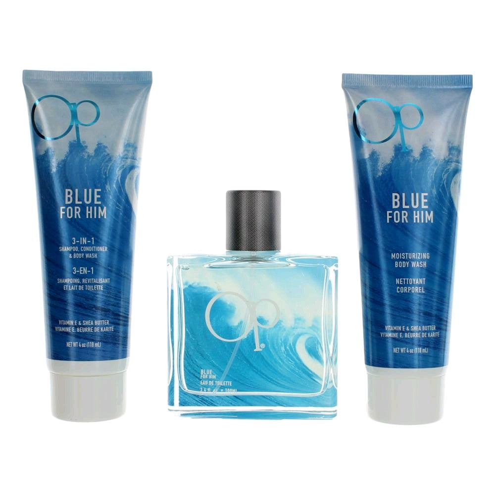 OP Blue by Ocean Pacific, 3 Piece Gift Set for Men