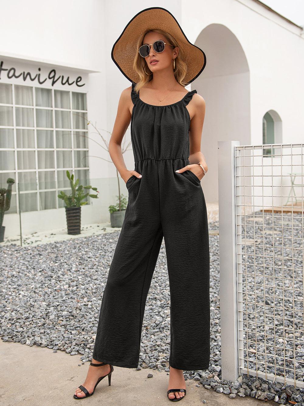 Fashion Digital Printed Round Neck Sleeveless Jumpsuit main image 0