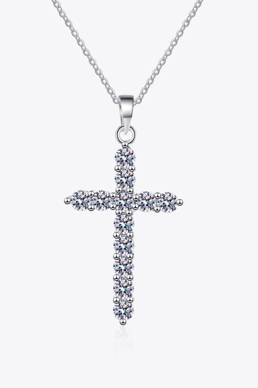 925 Sterling Silver Cross Moissanite Necklace - Stuffed Cart