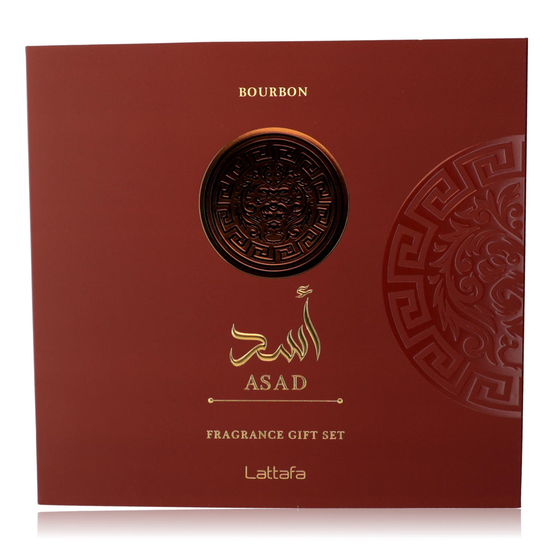Asad Bourbon by Lattafa, 3 Piece Gift Set for Men