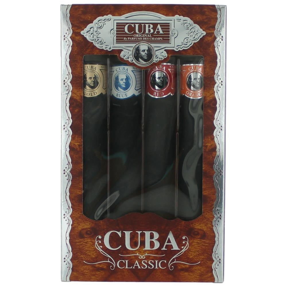 Cuba Classic by Cuba, 4 Piece Gift Set men with Orange, Red, Blue &amp; Gold