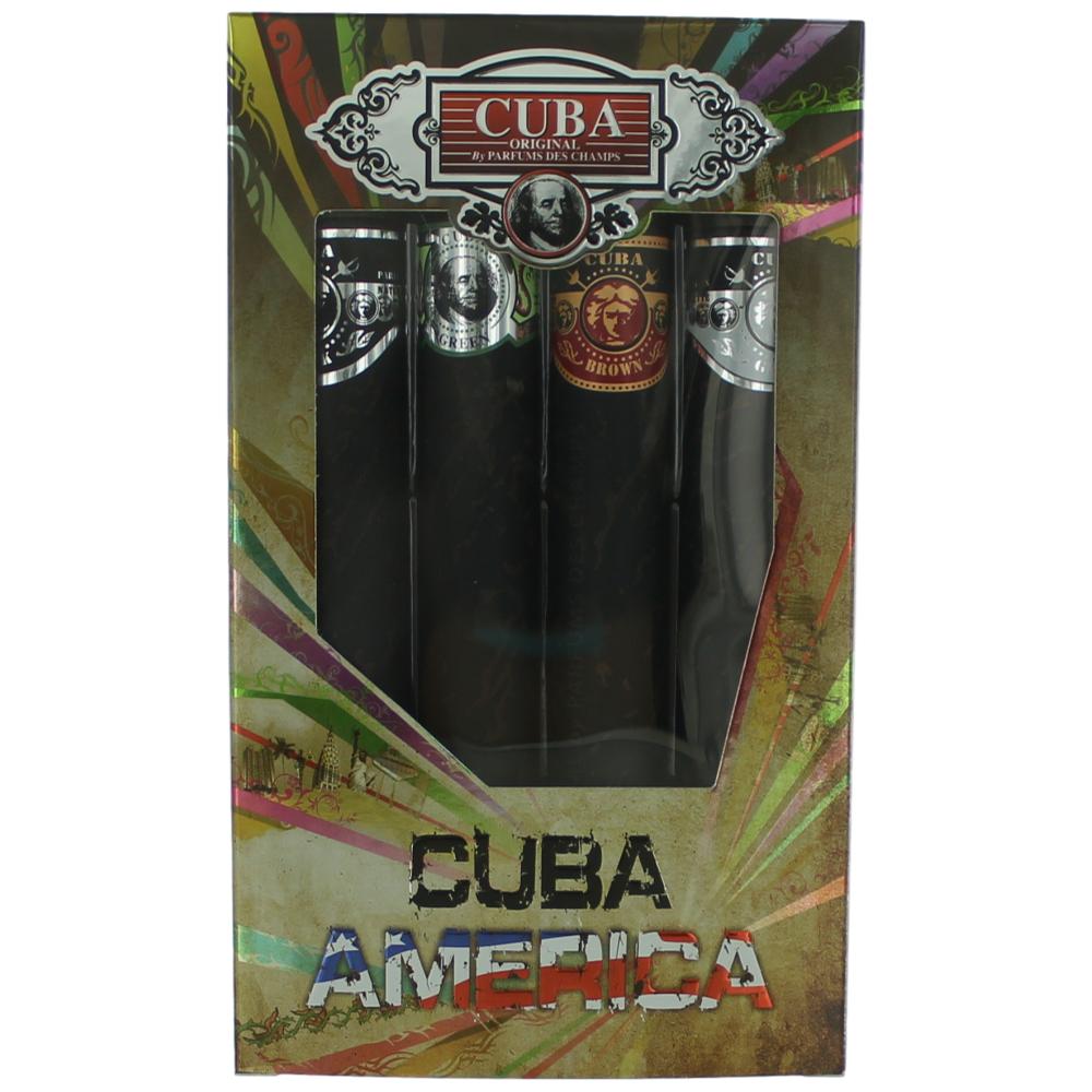 Cuba America by Cuba, 4 Piece Gift Set men with Black, Grey, Green &amp; Brown