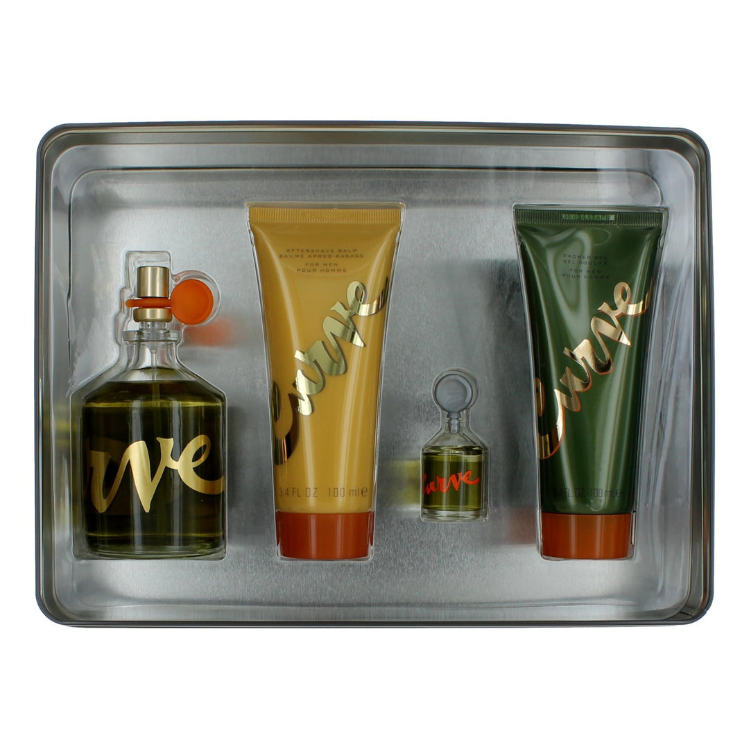 Curve by Liz Claiborne, 4 Piece Gift Set men with 4.2oz In A Tin Box
