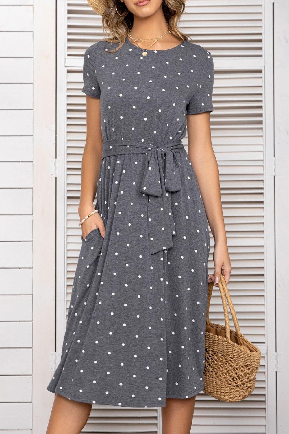 Belted Tee Dress With Pockets - Stuffed Cart