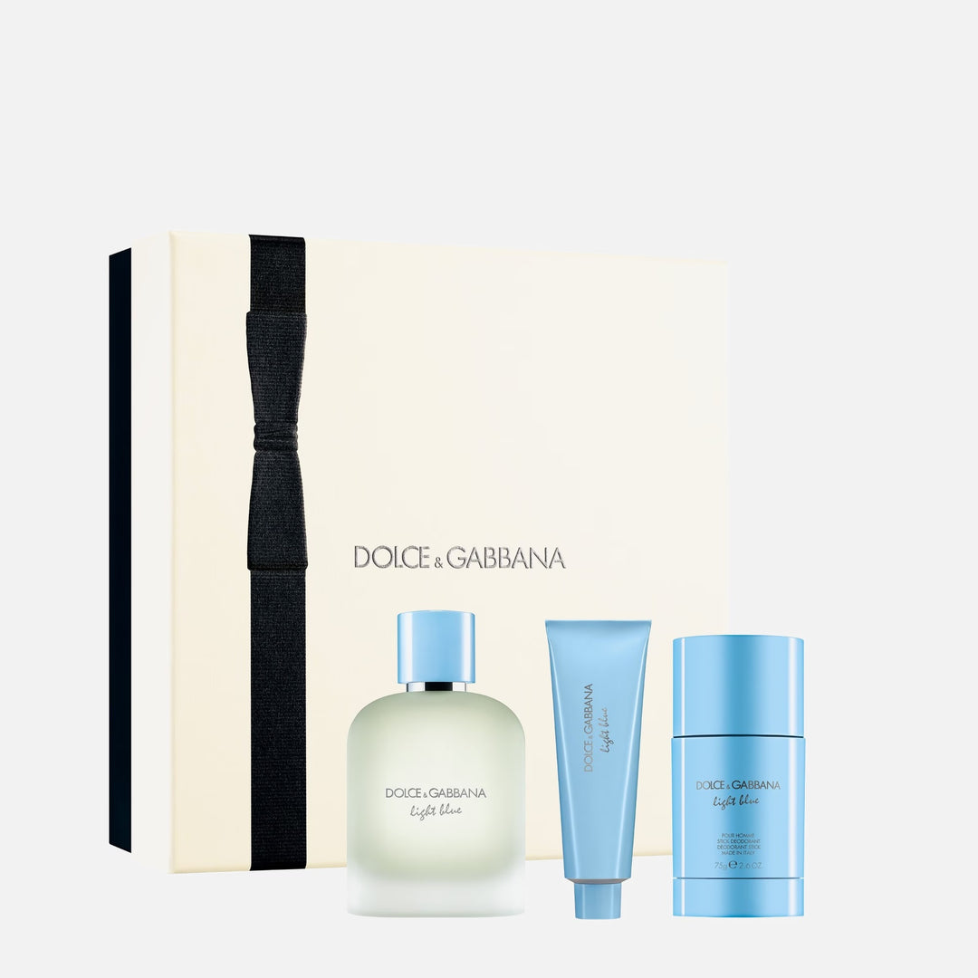 Light Blue by Dolce &amp; Gabbana, 3 Piece Gift Set for Men with 3.38 oz Eau De Toilette Spray