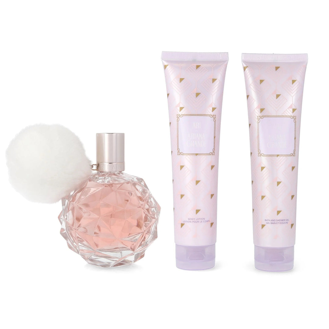 Ari by Ariana Grande, 3 Piece Gift Set for Women with 3.4 oz Bath and Shower Gel