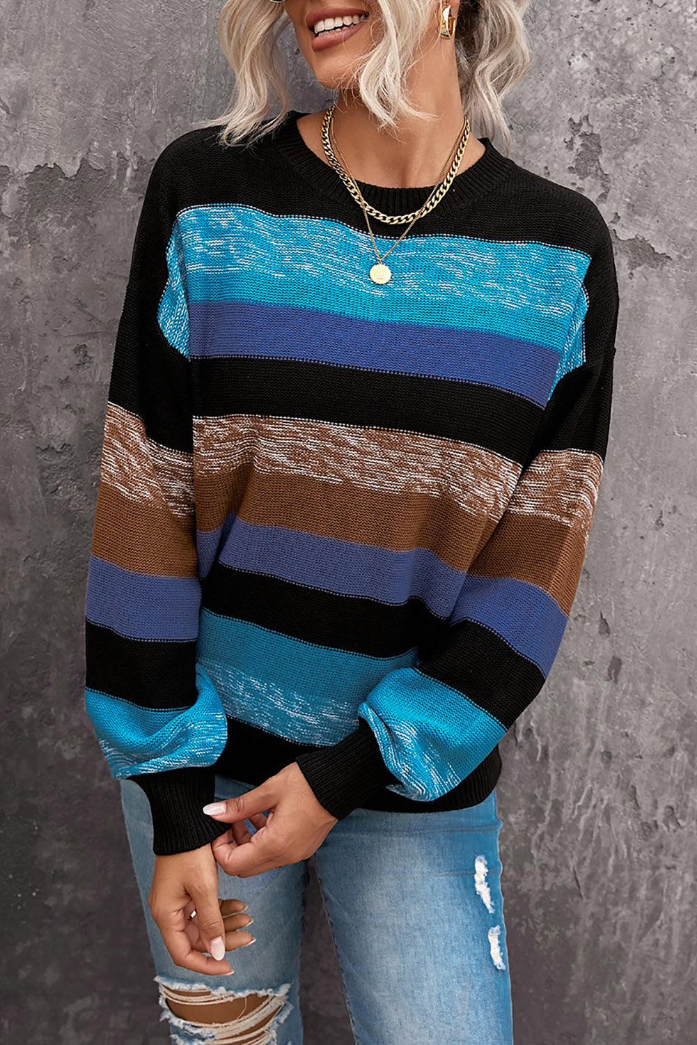Cozy For Keeps Color Block Drop Shoulder Sweater - Stuffed Cart