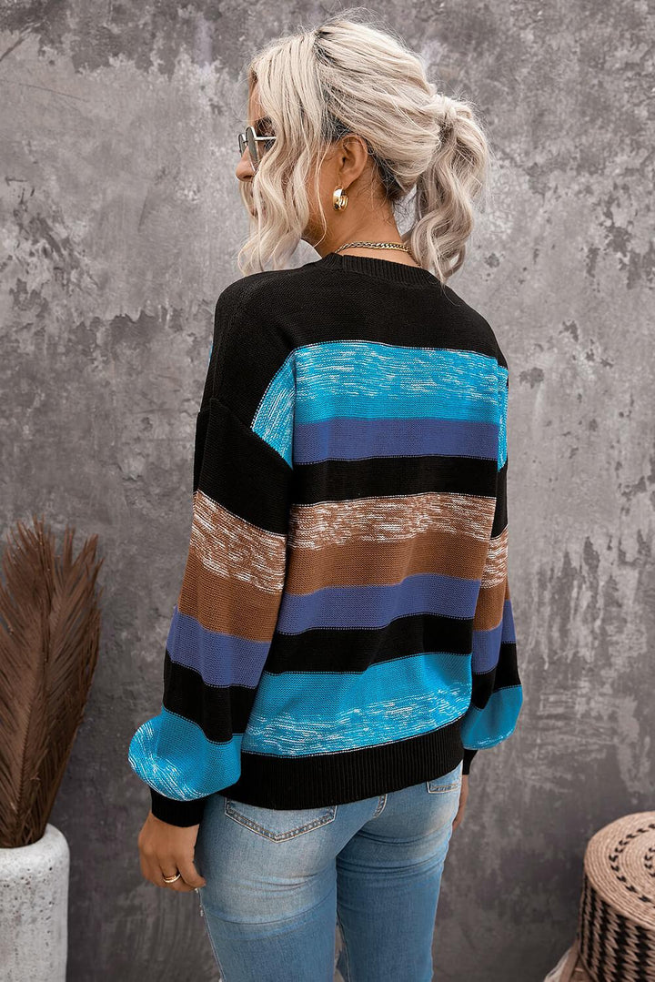 Cozy For Keeps Color Block Drop Shoulder Sweater - Stuffed Cart