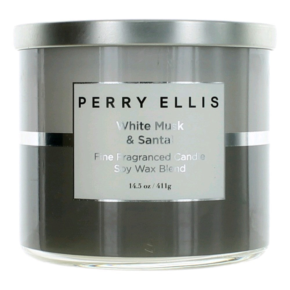 Perry Ellis 14.5 oz Soy Wax Blend 3 Wick Candle - White Musk &amp; Santal