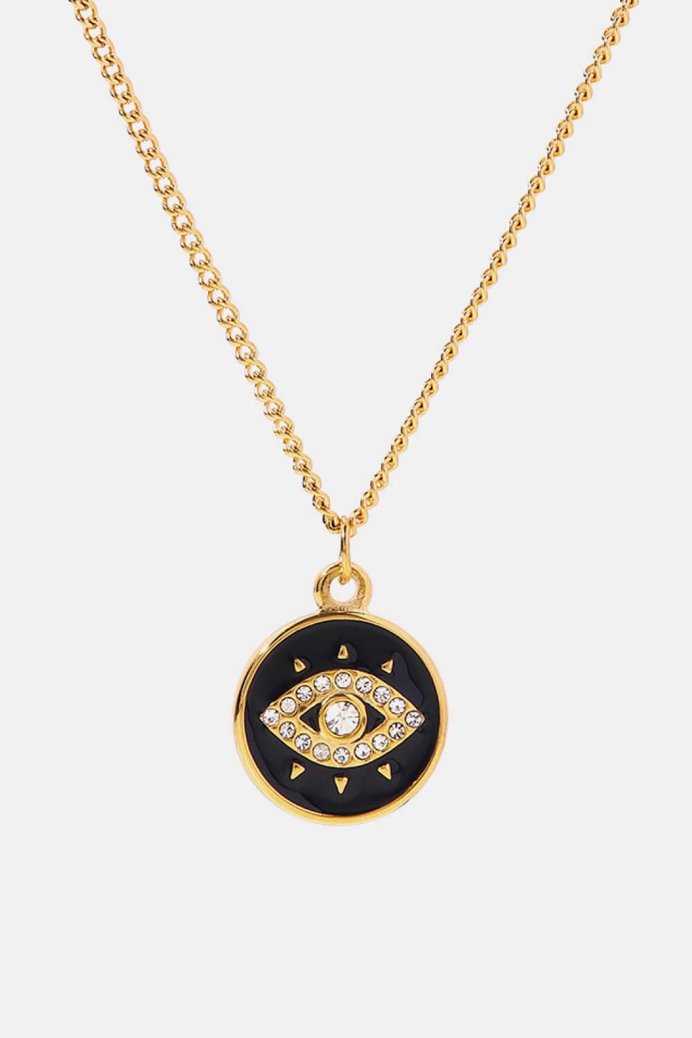 Cubic Zirconia Evil Eye Pendant Chunky Chain Necklace - Stuffed Cart