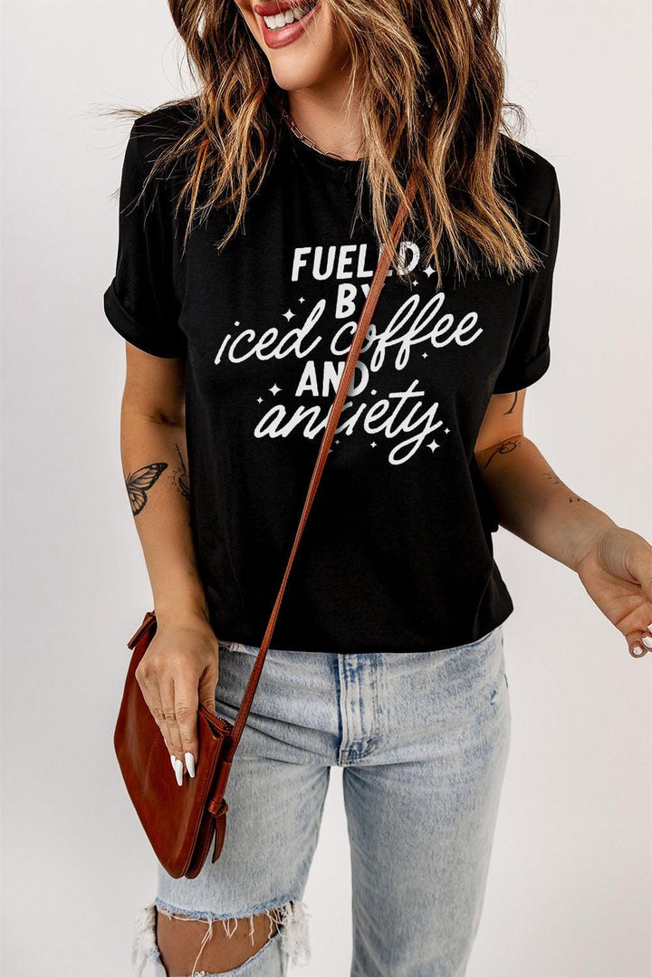 FUELED BY ICED COFFEE AND ANXIETY Graphic Tee - Stuffed Cart