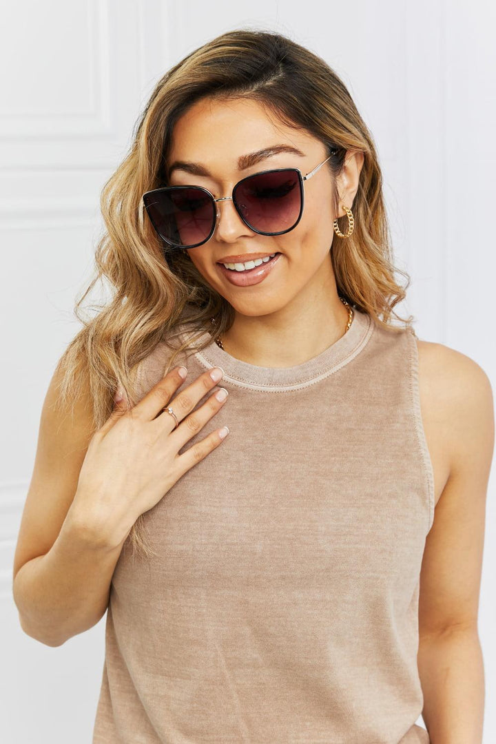 Full Rim Metal-Plastic Hybrid Frame Sunglasses - Stuffed Cart