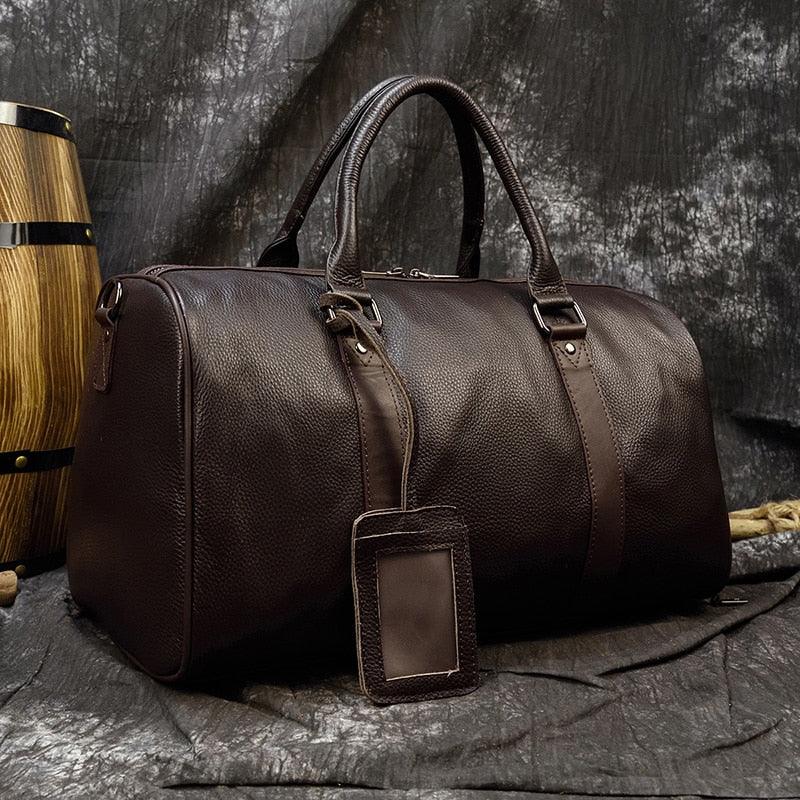 Genuine Leather Carry On Duffel Bag With Shoe Compartment - Stuffed Cart