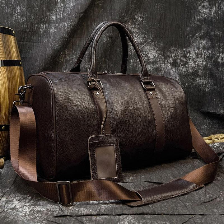 Genuine Leather Carry On Duffel Bag With Shoe Compartment - Stuffed Cart