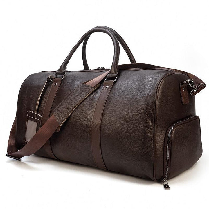 Genuine Leather Carry On Duffel Bag With Shoe Compartment - Stuffed Cart