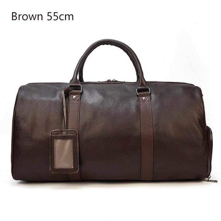 Genuine Leather Carry On Duffel Bag With Shoe Compartment - Stuffed Cart