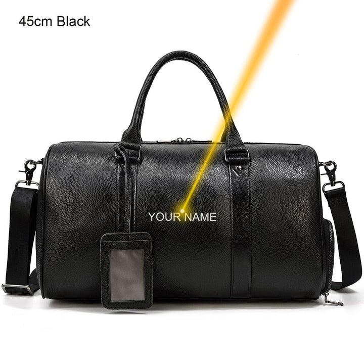 Genuine Leather Carry On Duffel Bag With Shoe Compartment - Stuffed Cart