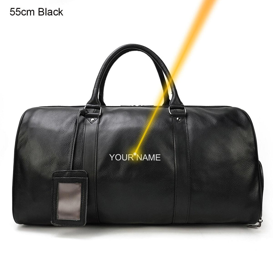 Genuine Leather Carry On Duffel Bag With Shoe Compartment - Stuffed Cart
