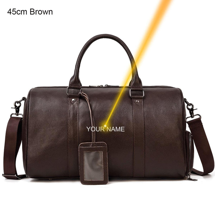 Genuine Leather Carry On Duffel Bag With Shoe Compartment - Stuffed Cart