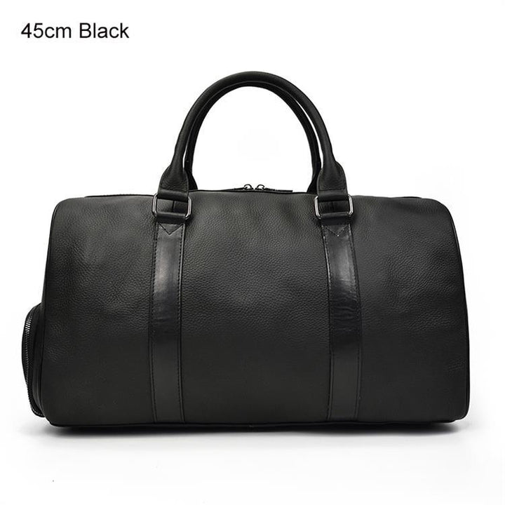 Genuine Leather Carry On Duffel Bag With Shoe Compartment - Stuffed Cart