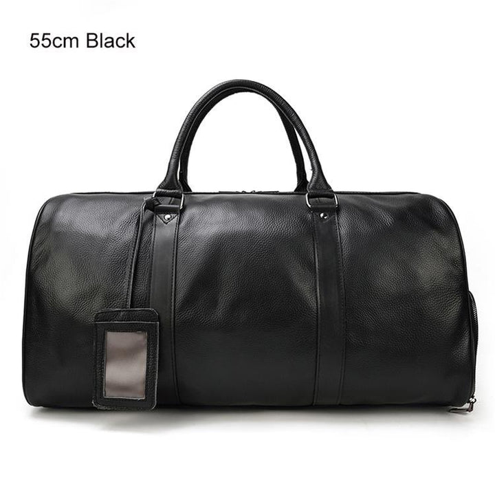 Genuine Leather Carry On Duffel Bag With Shoe Compartment - Stuffed Cart