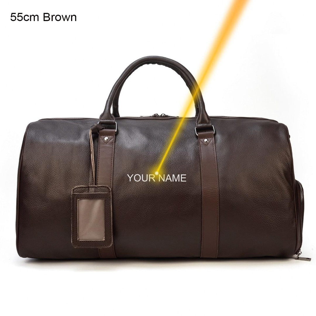 Genuine Leather Carry On Duffel Bag With Shoe Compartment - Stuffed Cart
