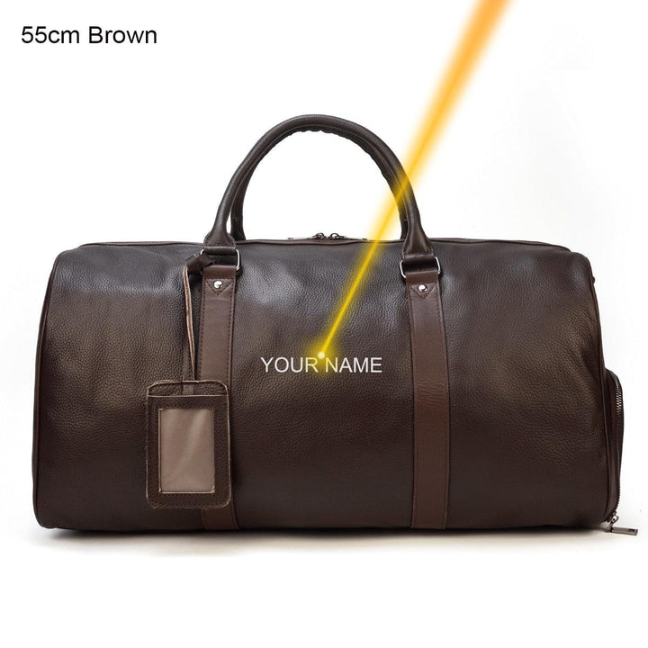 Genuine Leather Carry On Duffel Bag With Shoe Compartment - Stuffed Cart
