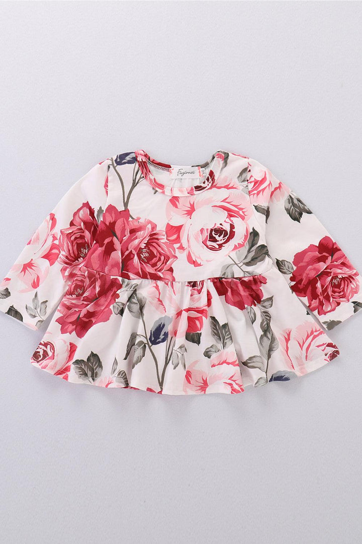 Girls Floral Babydoll Top and Jeans Set - Stuffed Cart