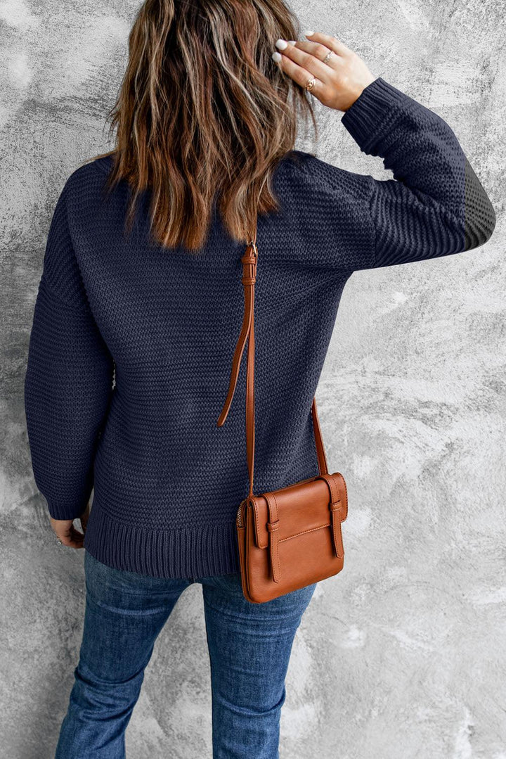 Horizontal Ribbing Turtleneck Sweater - Stuffed Cart