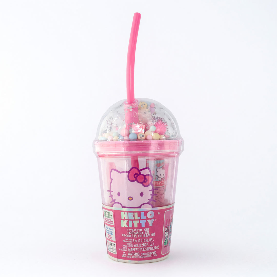 Hello Kitty Cosmetics Tumbler by Sanrio, 5 Piece Lip &amp; Nail Set for Kids