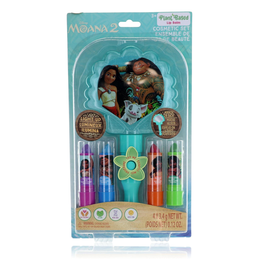 Moana Light Up Mirror &amp; Lip Balms by Disney, 5 Piece Cosmetic Set for Kids