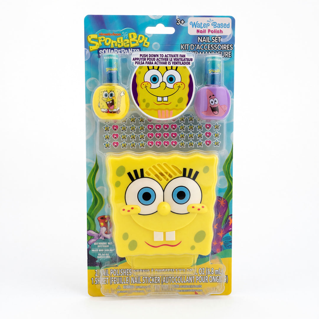 Spongebob Squarepants Nail Set with Nail Dryer, 14 Piece Set for Kids