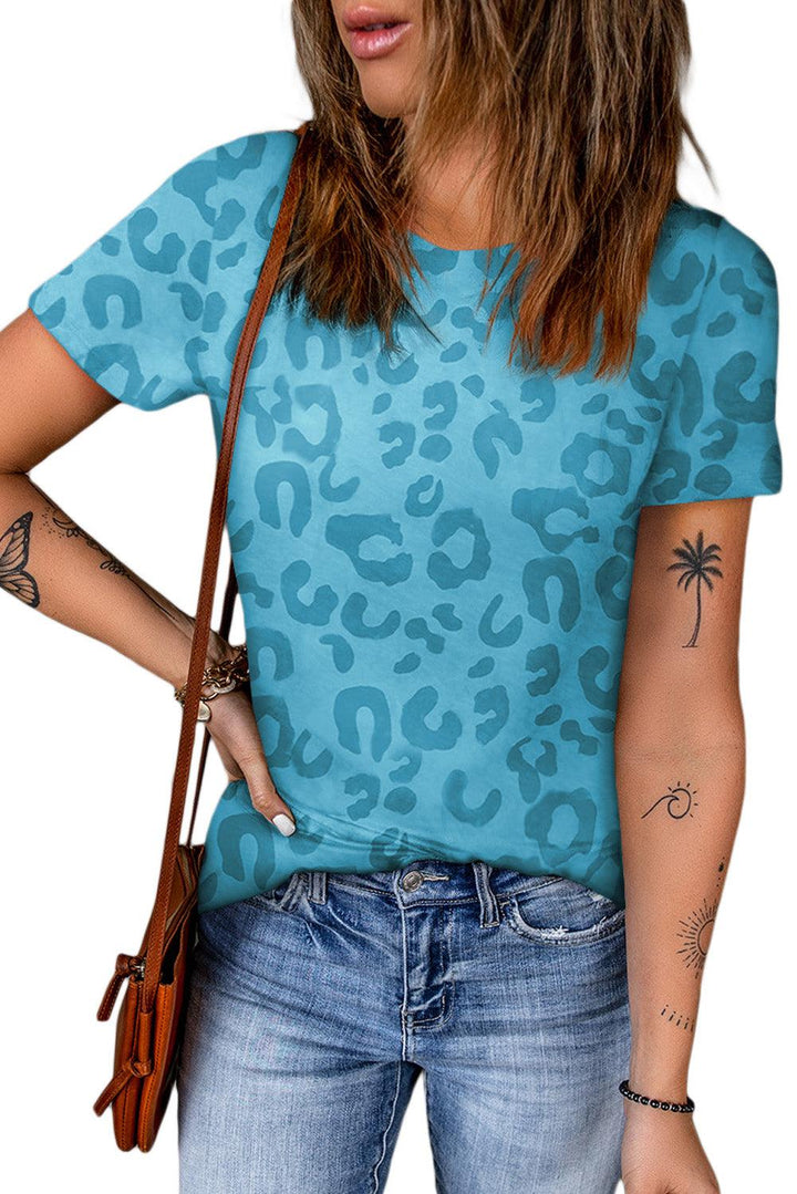 Leopard Round Neck Tee - Stuffed Cart