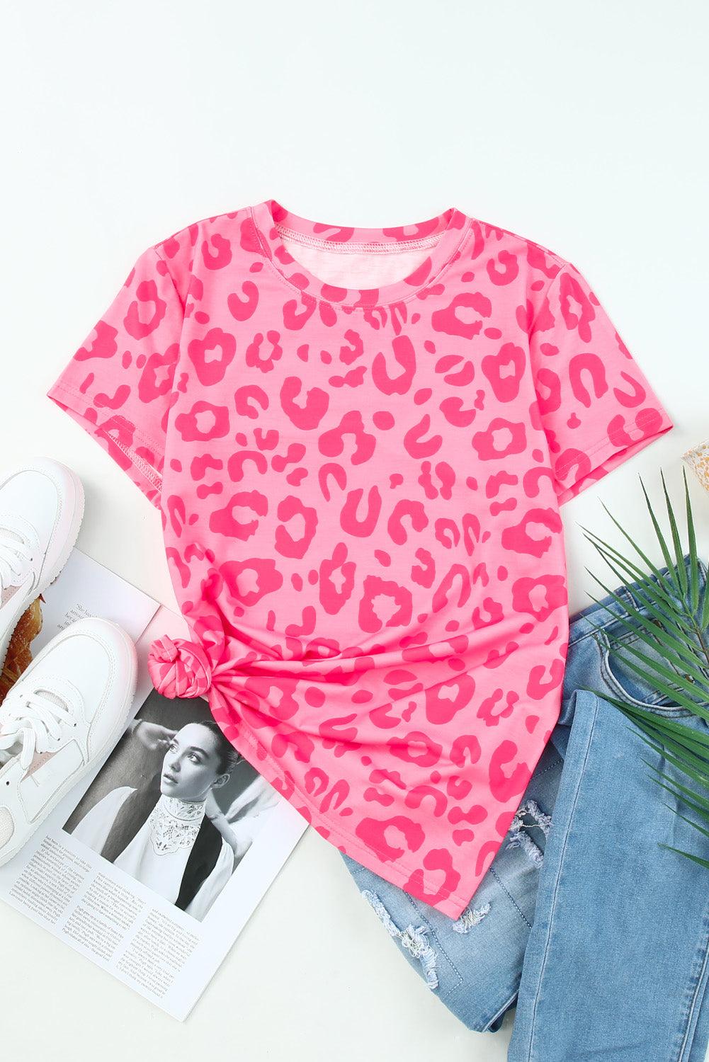 Leopard Round Neck Tee - Stuffed Cart