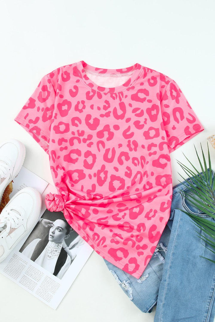 Leopard Round Neck Tee - Stuffed Cart