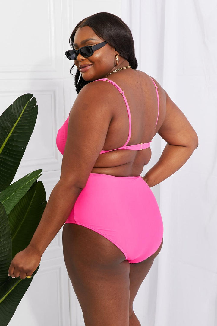 Marina West Swim Take A Dip Twist High-Rise Bikini in Pink - Stuffed Cart