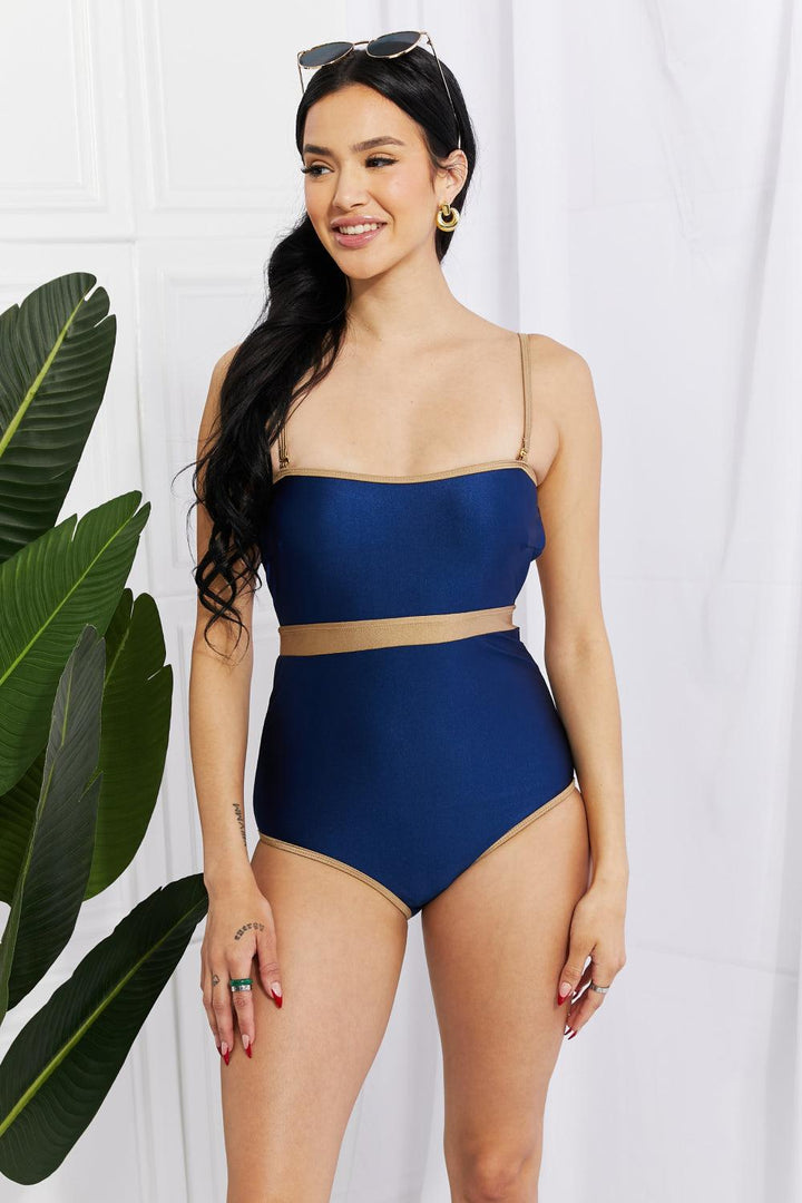 Marina West Swim Wave Break Contrast Trim One-Piece - Stuffed Cart