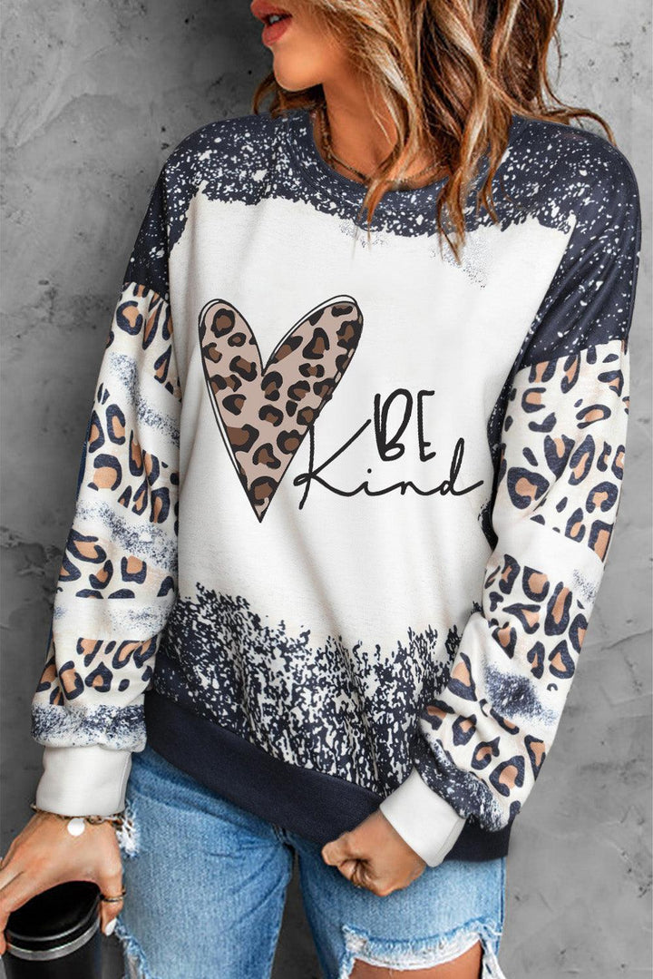 Mixed Print Drop Shoulder Sweatshirt - Stuffed Cart