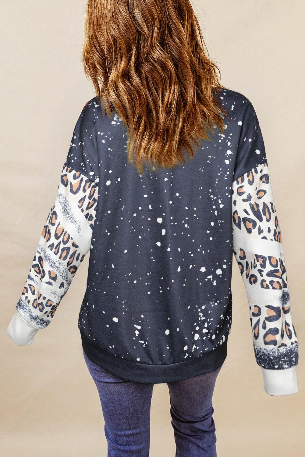 Mixed Print Drop Shoulder Sweatshirt - Stuffed Cart