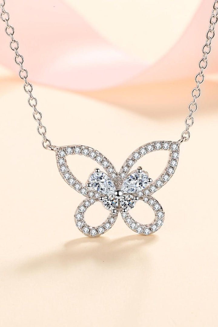 Moissanite Butterfly Pendant Necklace - Stuffed Cart