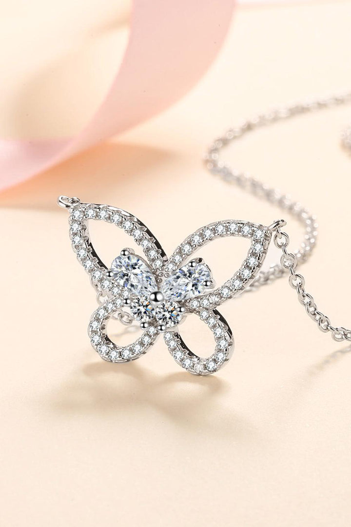 Moissanite Butterfly Pendant Necklace - Stuffed Cart