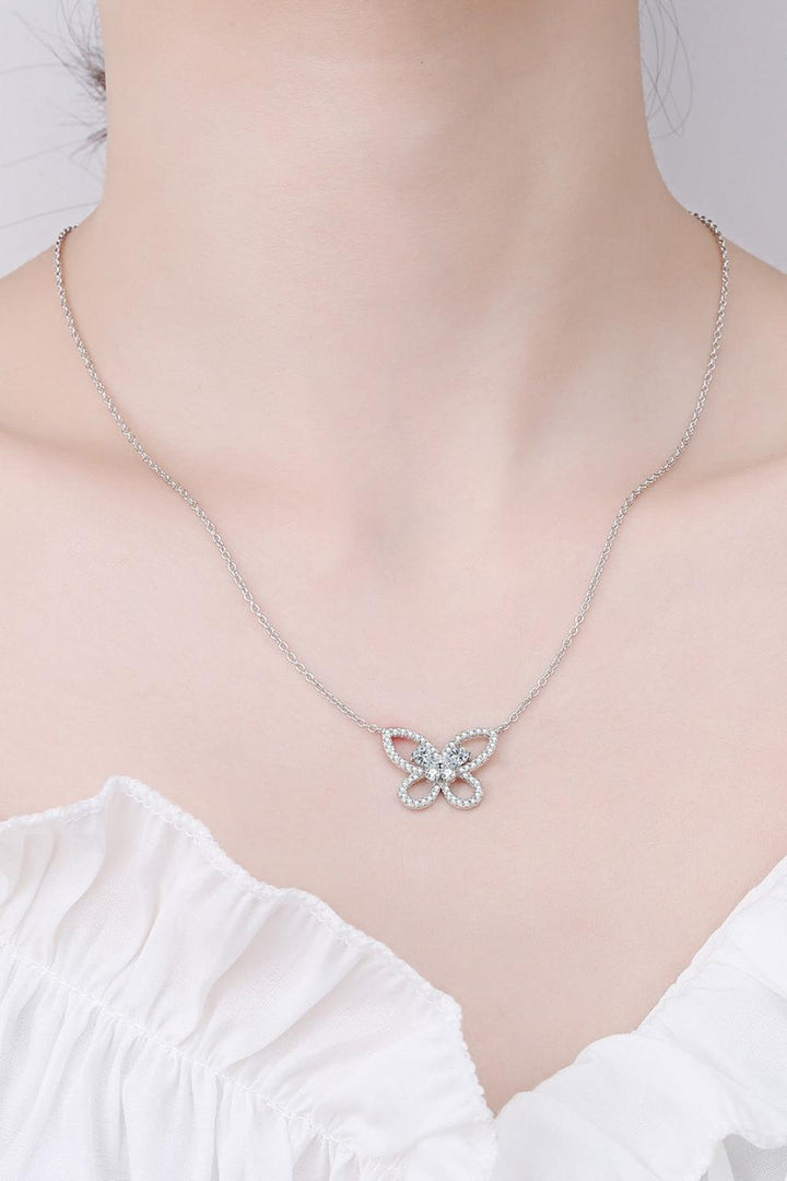 Moissanite Butterfly Pendant Necklace - Stuffed Cart