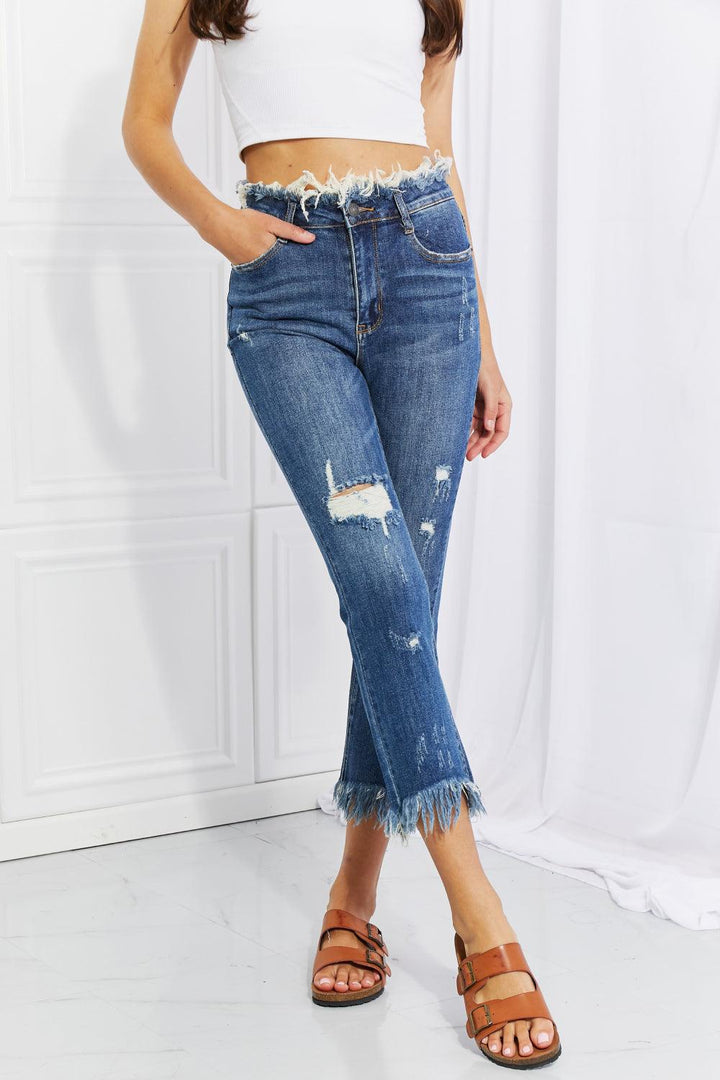 RISEN Full Size Undone Chic Straight Leg Jeans - Stuffed Cart