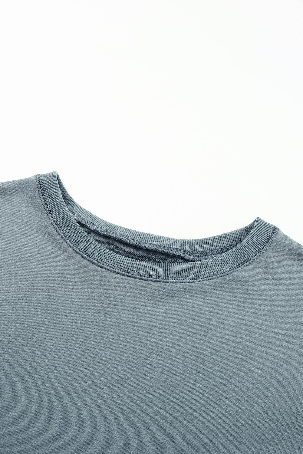 Side Slit Drop Shoulder Sweatshirt - Stuffed Cart