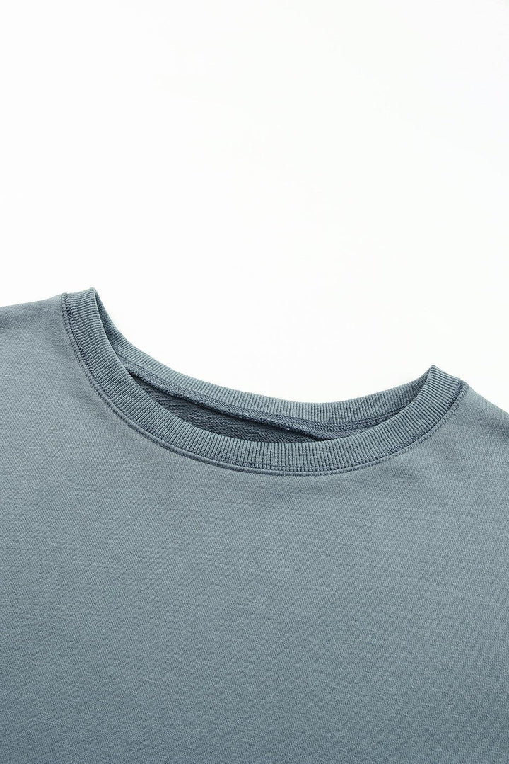 Side Slit Drop Shoulder Sweatshirt - Stuffed Cart