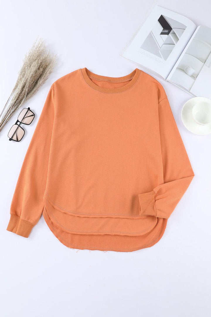 Side Slit Drop Shoulder Sweatshirt - Stuffed Cart