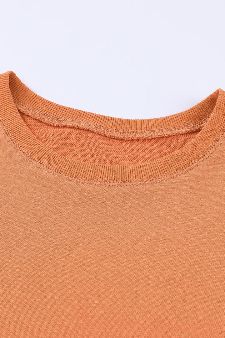Side Slit Drop Shoulder Sweatshirt - Stuffed Cart