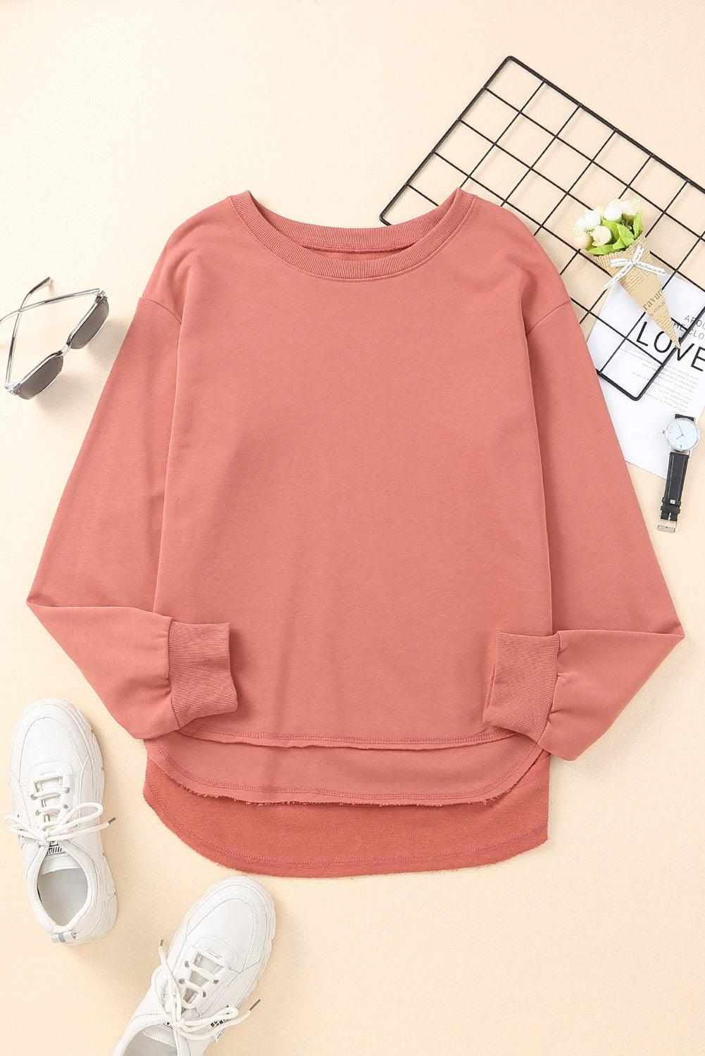 Side Slit Drop Shoulder Sweatshirt - Stuffed Cart