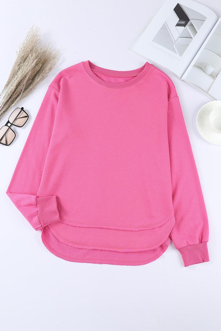 Side Slit Drop Shoulder Sweatshirt - Stuffed Cart