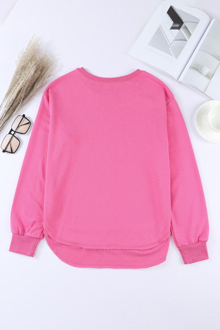Side Slit Drop Shoulder Sweatshirt - Stuffed Cart